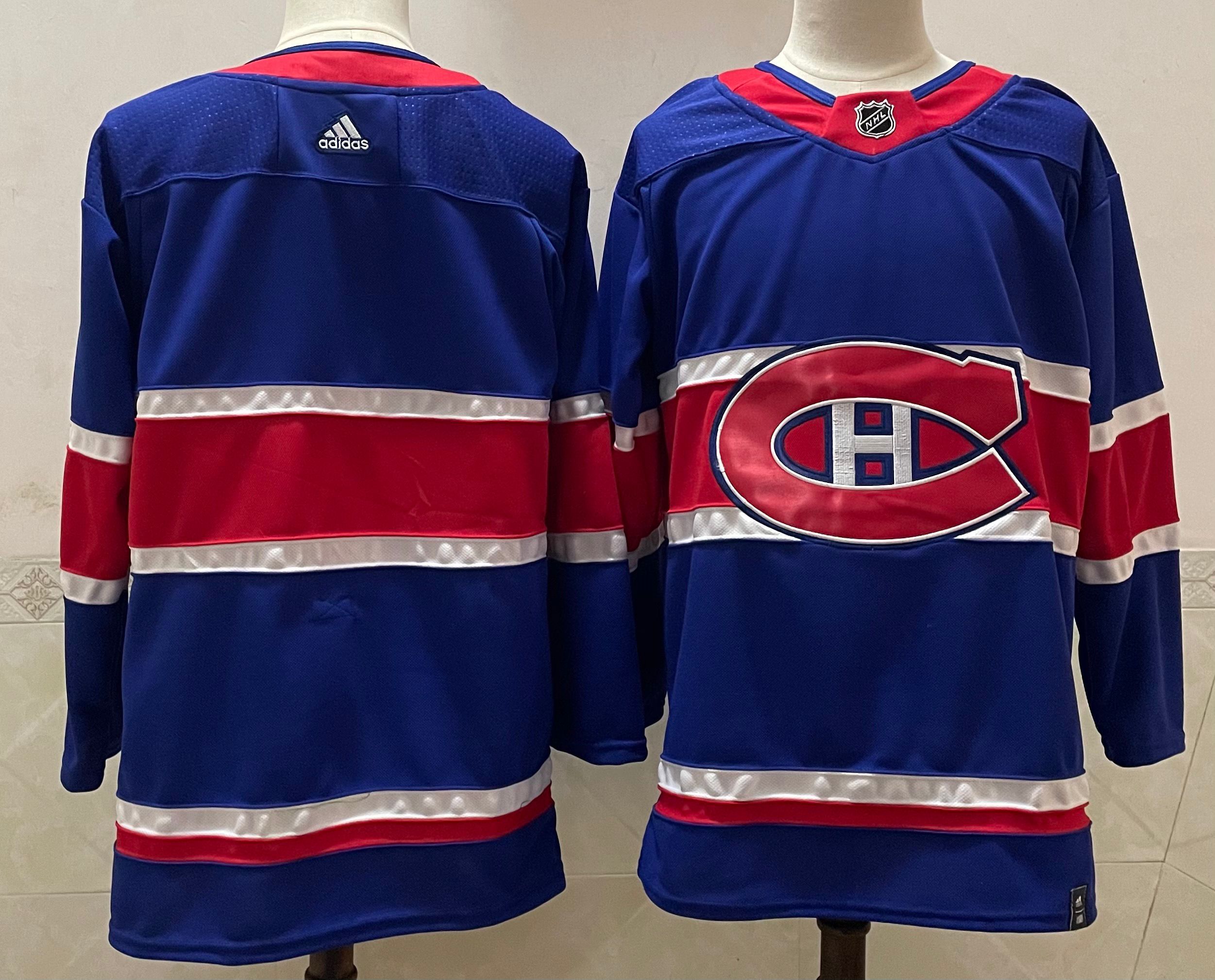 Cheap Men Montreal Canadiens Blank Blue Throwback Authentic Stitched 2020 Adidias NHL Jersey